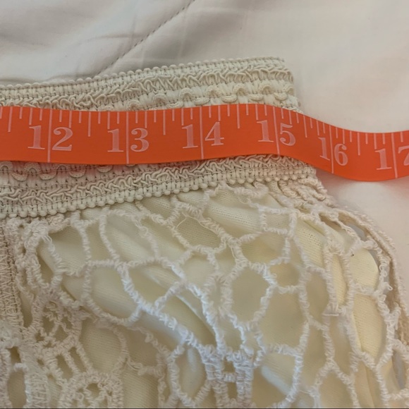 Crochet cream boho shorts size L with cream lining elastic waist hippie Shorts - Picture 8 of 11